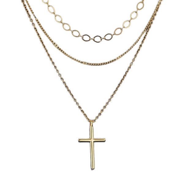 Women's Brass Asymmetrical Circle Paper Clip Necklace Set Geometric Multi Layer Layered Chain Necklaces With Electroplated Finish