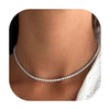 Women's Brass Cubic Zirconia Tennis Necklace Geometric Clavicle Chain With Electroplated Hip Hop Style