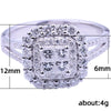 Women's Brass Electrical White Steel Geometric Microinlaid Zircon Wedding Ring With Electroplating