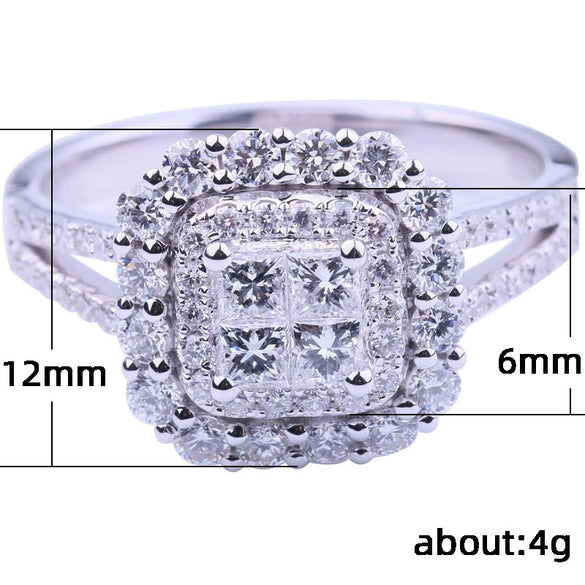 Women's Brass Electrical White Steel Geometric Microinlaid Zircon Wedding Ring With Electroplating