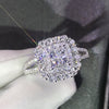 Women's Brass Electrical White Steel Geometric Microinlaid Zircon Wedding Ring With Electroplating