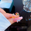 Women's Brass Flower Opening Ring With Diamondencrusted Crown Design And Zircon Inlay