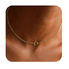 Women's Brass Geometric Layered Choker Necklace With Cuban Chain Electroplated Trendy Hip Hop Jewelry