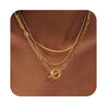 Women's Brass Geometric Layered Choker Necklace With Cuban Chain Electroplated Trendy Hip Hop Jewelry