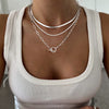 Women's Brass Geometric Layered Choker Necklace With Cuban Chain Electroplated Trendy Hip Hop Jewelry