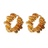 Women's Brass Geometric Wave Electroplated Ribbon Stacking Earrings