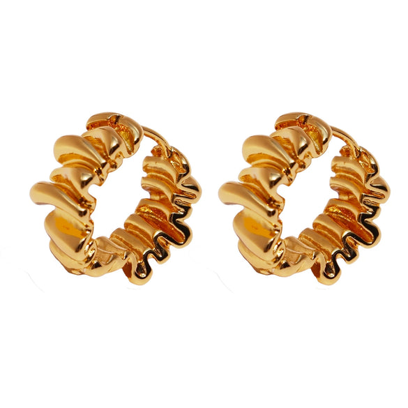 Women's Brass Geometric Wave Electroplated Ribbon Stacking Earrings