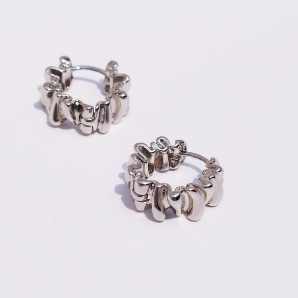 Women's Brass Geometric Wave Electroplated Ribbon Stacking Earrings
