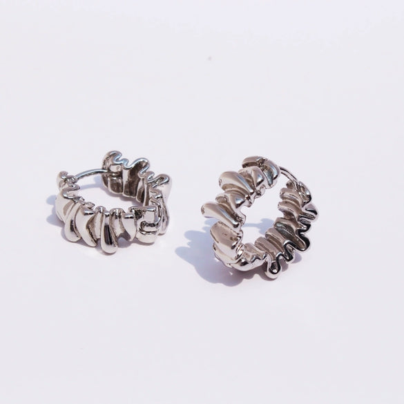Women's Brass Geometric Wave Electroplated Ribbon Stacking Earrings