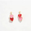 Women's Brass Heart Shaped Earrings With Electroplated Gold Finish And Green Color Blocking Simple Trendy Niche Style Pendant Earrings