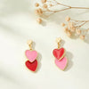 Women's Brass Heart Shaped Earrings With Electroplated Gold Finish And Green Color Blocking Simple Trendy Niche Style Pendant Earrings
