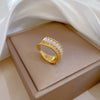 Women's Brass Letter Microinlaid The Crown Pattern Natural Style Opening Adjustable Ring Jewelry