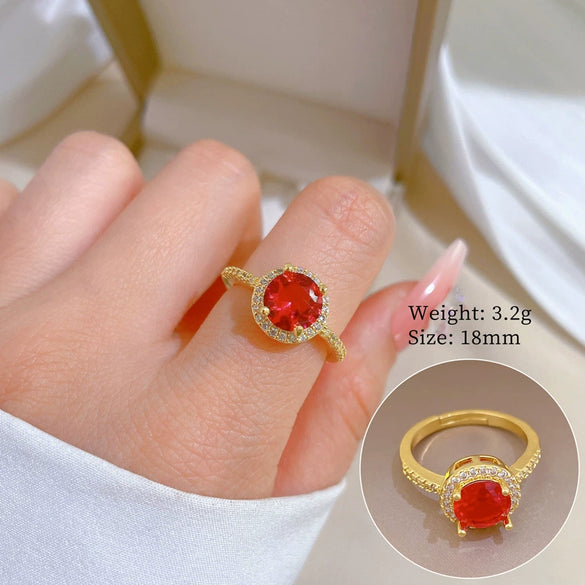 Women's Brass Open Zircon Ring With Micro Inlay Crown Shape And Electroplating In Cartoon Style