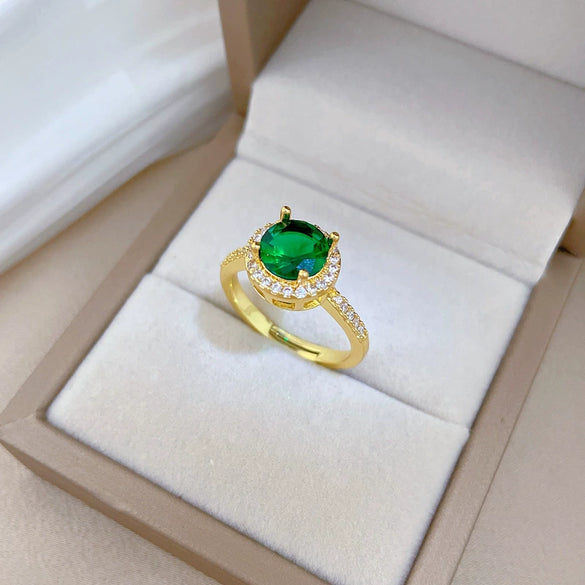 Women's Brass Open Zircon Ring With Micro Inlay Crown Shape And Electroplating In Cartoon Style