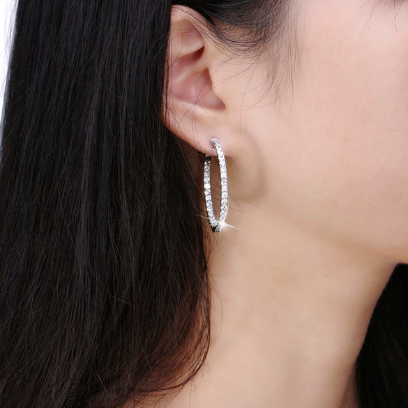 Women's Brass Plated Platinum Geometric Circle Earrings