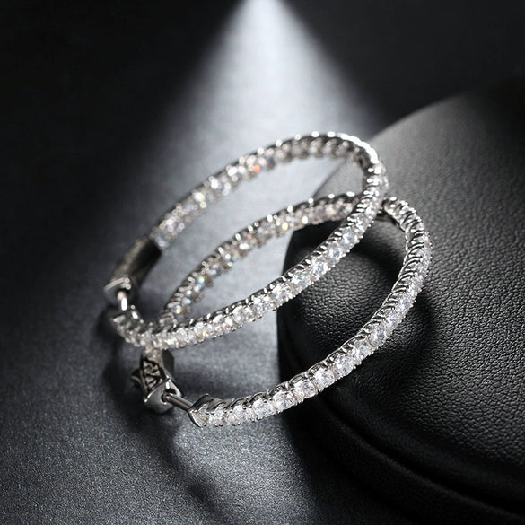 Women's Brass Plated Platinum Geometric Circle Earrings