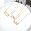 Women's Brass Rhinestone Necklace With Letters Numbers Text Design