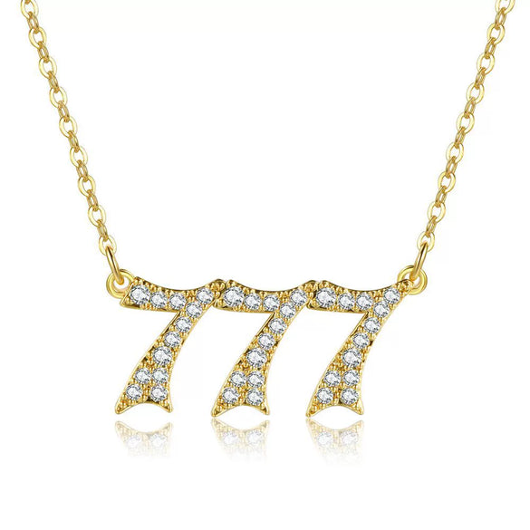 Women's Brass Rhinestone Necklace With Letters Numbers Text Design