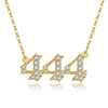 Women's Brass Rhinestone Necklace With Letters Numbers Text Design