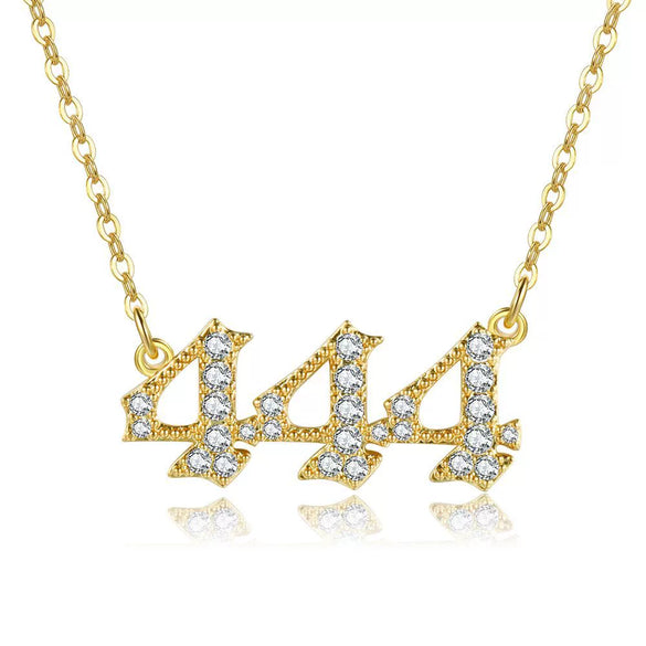 Women's Brass Rhinestone Necklace With Letters Numbers Text Design