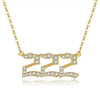 Women's Brass Rhinestone Necklace With Letters Numbers Text Design