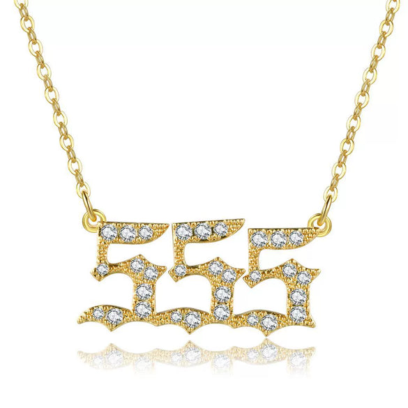 Women's Brass Rhinestone Necklace With Letters Numbers Text Design