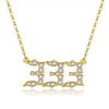 Women's Brass Rhinestone Necklace With Letters Numbers Text Design