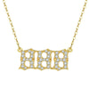 Women's Brass Rhinestone Necklace With Letters Numbers Text Design
