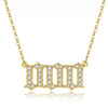 Women's Brass Rhinestone Necklace With Letters Numbers Text Design