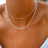 Women's Brass Snake Shaped Multi Layer Necklace With Geometric Pendant Electroplated Fashion Jewelry Gift