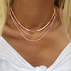 Women's Brass Snake Shaped Multi Layer Necklace With Geometric Pendant Electroplated Fashion Jewelry Gift