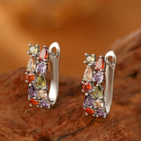 Women's Brass Ushape Electroplated Zircon Earrings