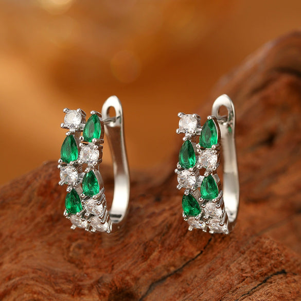Women's Brass Ushape Electroplated Zircon Earrings