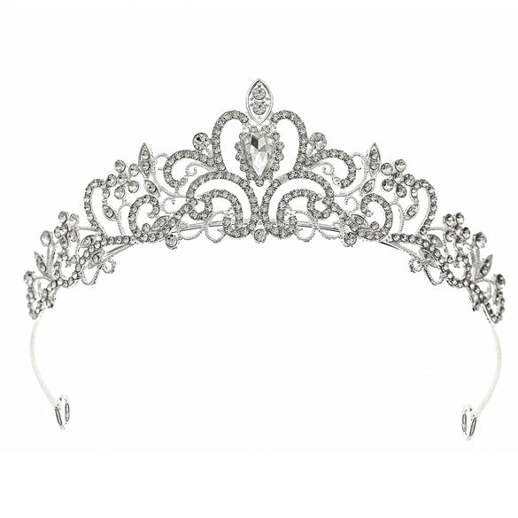 Women's Bridal Crown Headpiece Vintage Baroque Alloy Tiara With Zircon And Rhinestone Details For Wedding Accessories