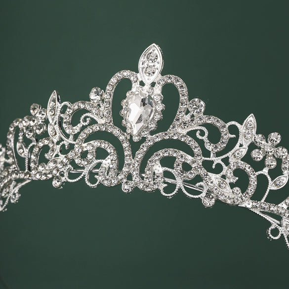 Women's Bridal Crown Headpiece Vintage Baroque Alloy Tiara With Zircon And Rhinestone Details For Wedding Accessories