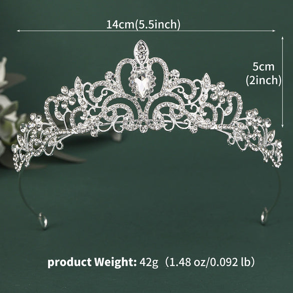 Women's Bridal Crown Headpiece Vintage Baroque Alloy Tiara With Zircon And Rhinestone Details For Wedding Accessories
