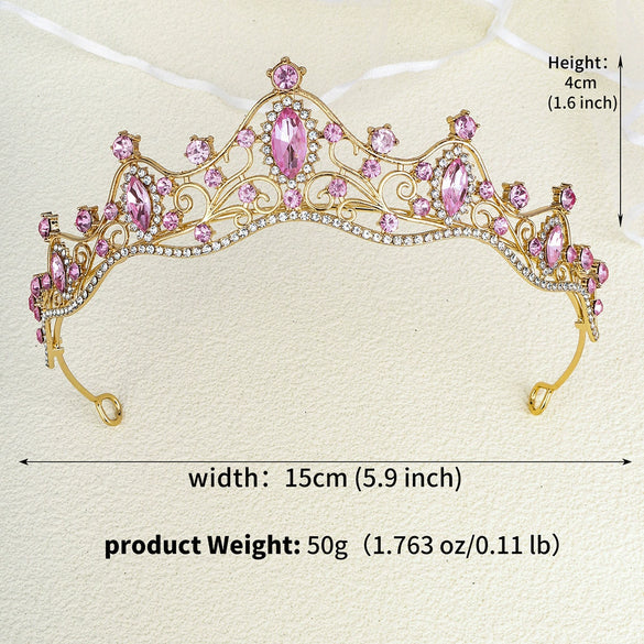 Women's Bridal Crown Headpiece Vintage Baroque Alloy Tiara With Zircon And Rhinestone Details For Wedding Accessories