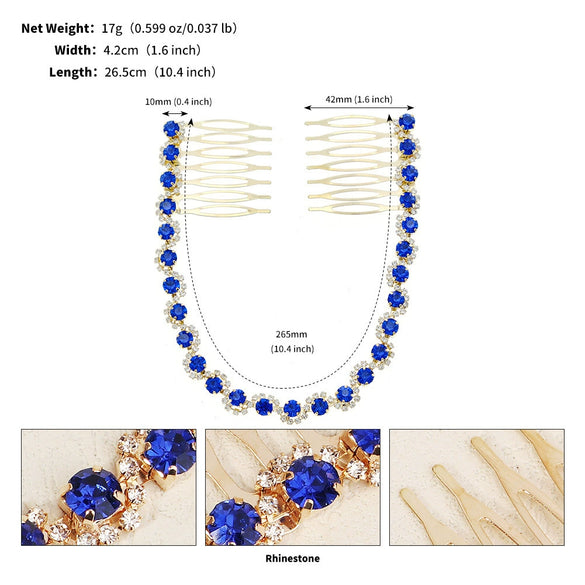 Women’s Bridal Crystal Hair Comb Pair Simple Wave Design Micropaved Wedding Headdress Insert Combs
