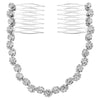 Women’s Bridal Crystal Hair Comb Pair Simple Wave Design Micropaved Wedding Headdress Insert Combs