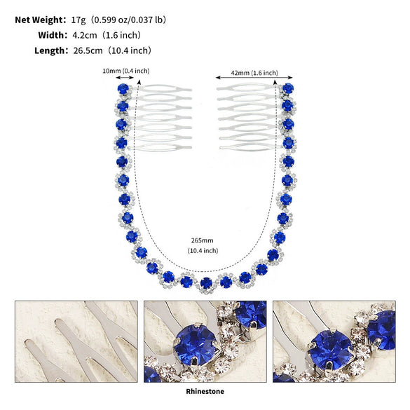 Women’s Bridal Crystal Hair Comb Pair Simple Wave Design Micropaved Wedding Headdress Insert Combs