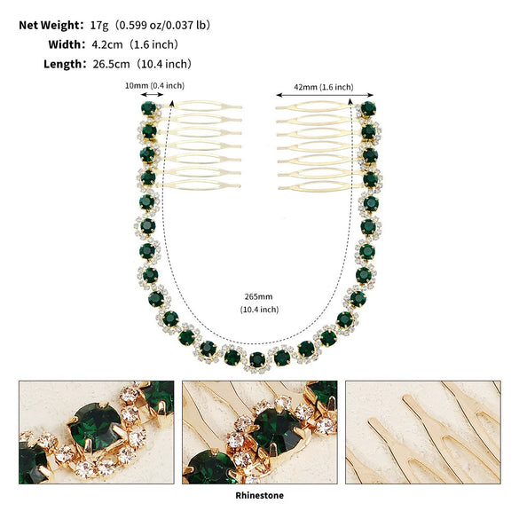 Women’s Bridal Crystal Hair Comb Pair Simple Wave Design Micropaved Wedding Headdress Insert Combs