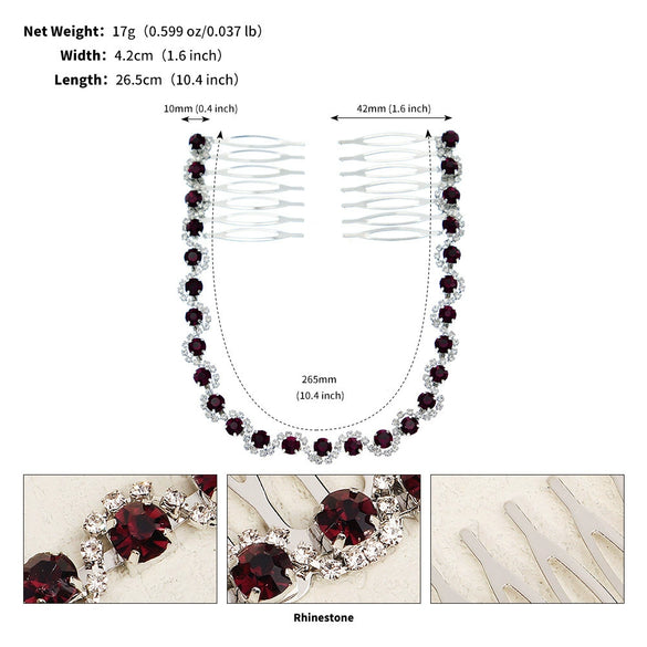 Women’s Bridal Crystal Hair Comb Pair Simple Wave Design Micropaved Wedding Headdress Insert Combs