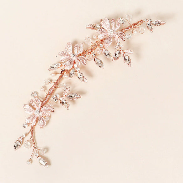 Women's Bridal Flower Hair Clip With Handmade Beaded Edge Alloy Rhinestone Design Elegant Retro Duckbill Hairpin