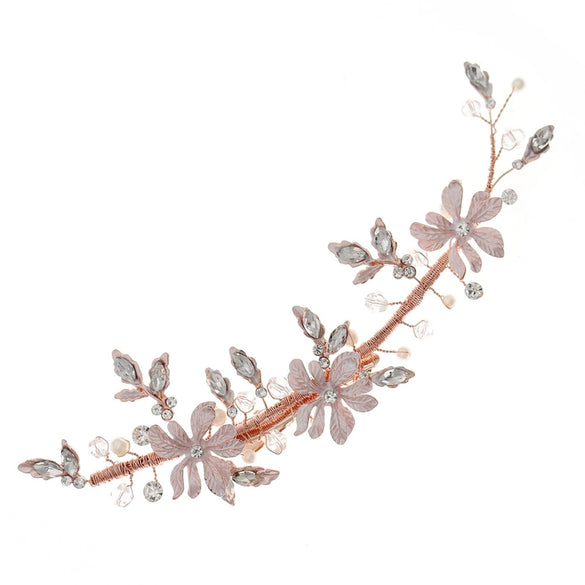 Women's Bridal Flower Hair Clip With Handmade Beaded Edge Alloy Rhinestone Design Elegant Retro Duckbill Hairpin
