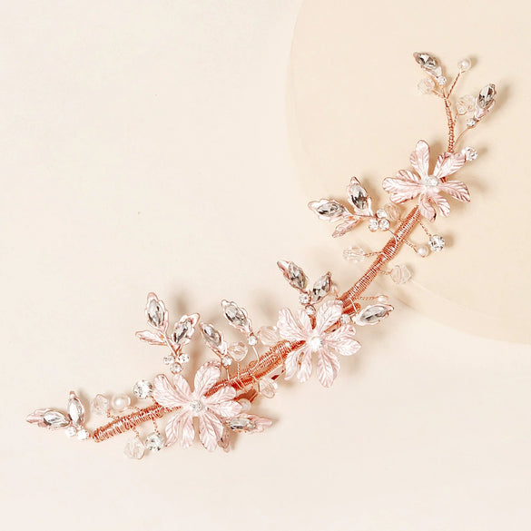 Women's Bridal Flower Hair Clip With Handmade Beaded Edge Alloy Rhinestone Design Elegant Retro Duckbill Hairpin