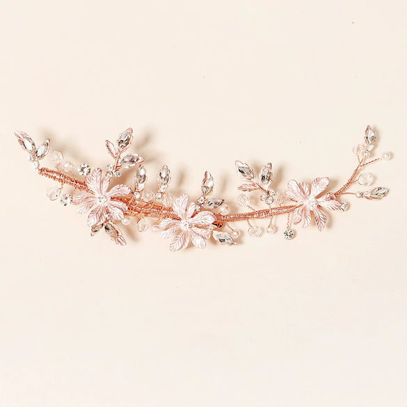 Women's Bridal Flower Hair Clip With Handmade Beaded Edge Alloy Rhinestone Design Elegant Retro Duckbill Hairpin