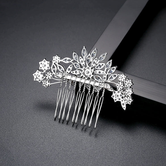 Women's Bridal Flower Hair Comb With Zircon Accents Electroplated Copper Jewelry Hair Accessory Wholesale