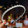 Women's Bridal Pearl Headband With Handknitted Knotted Design And Elegant Bow Crown Detail