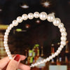 Women's Bridal Pearl Headband With Handknitted Knotted Design And Elegant Bow Crown Detail