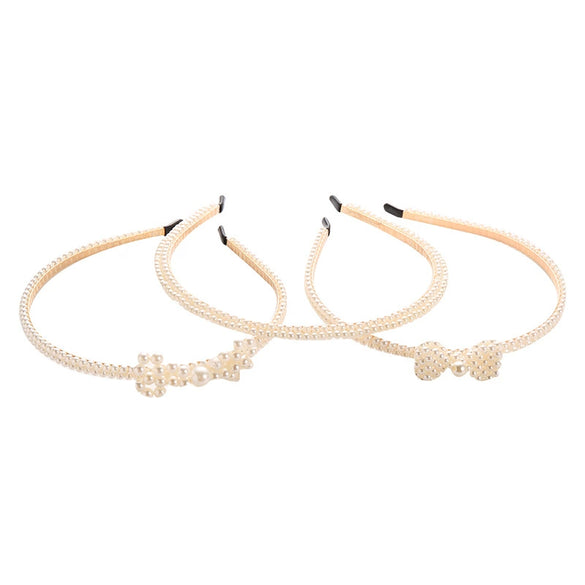 Women's Bridal Pearl Headband With Handknitted Knotted Design And Elegant Bow Crown Detail